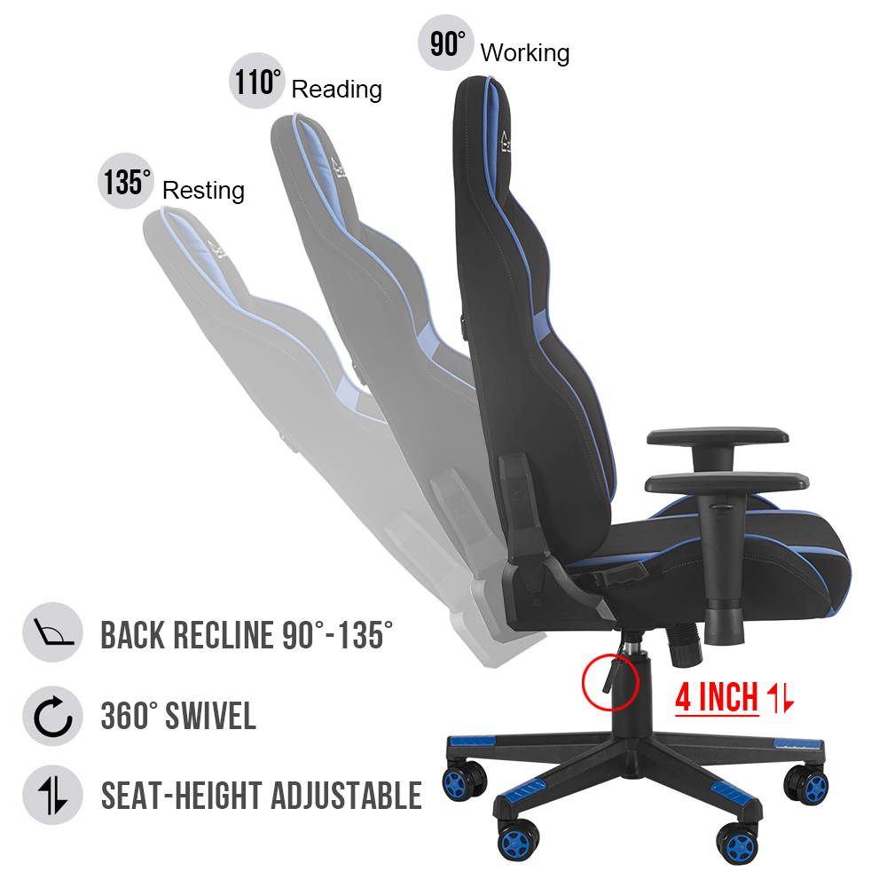 Eclife Ergonomic Recliner Massage Lumbar Support Padded Armrest Tilt Rock and Headrest Video Computer Gaming Chair