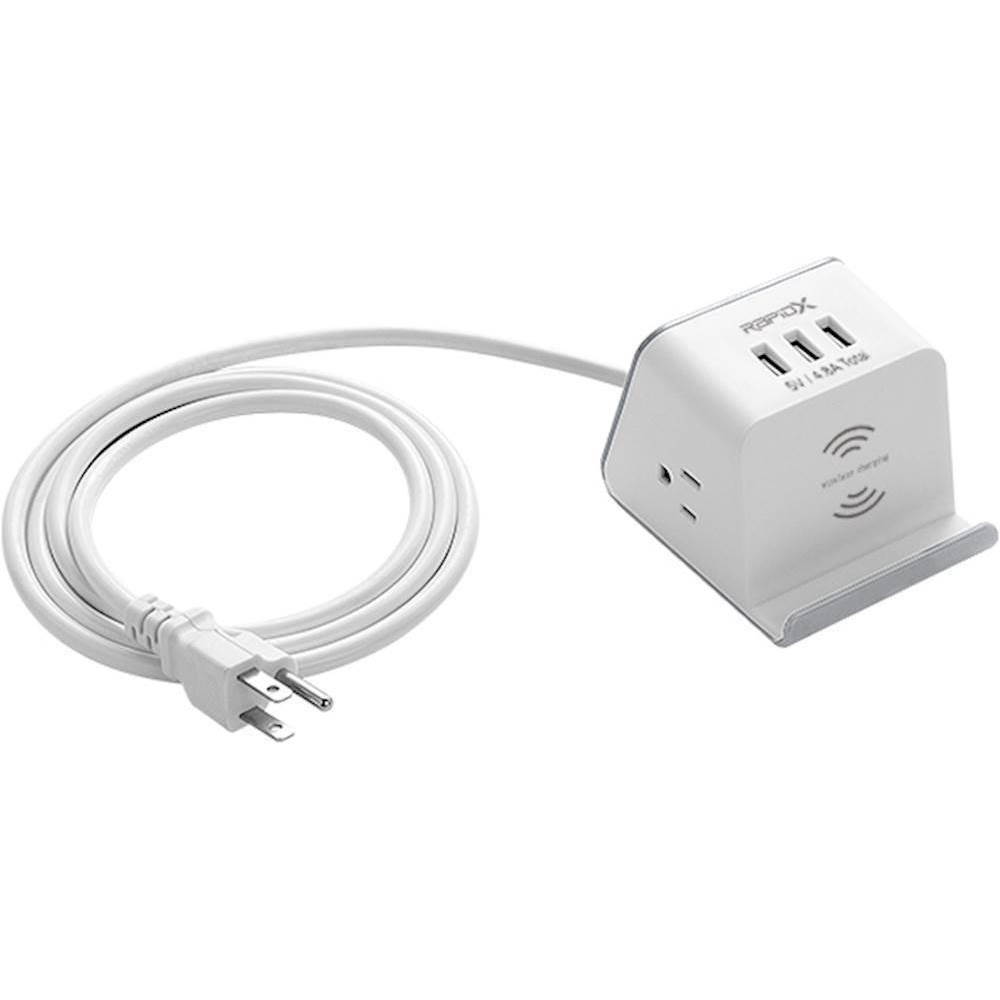 MyDesktop 2-Outlet/3-USB Surge Protector with Wireless Charging - Gray