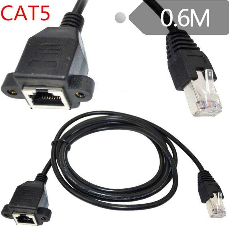 Screw panel mount Ethernet LAN 2FT RJ45 Male to Femal Network extension Cable