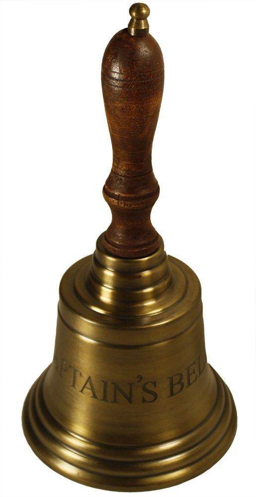 14" Handheld Captains Bell with Brushed Antique Finish and Engraving