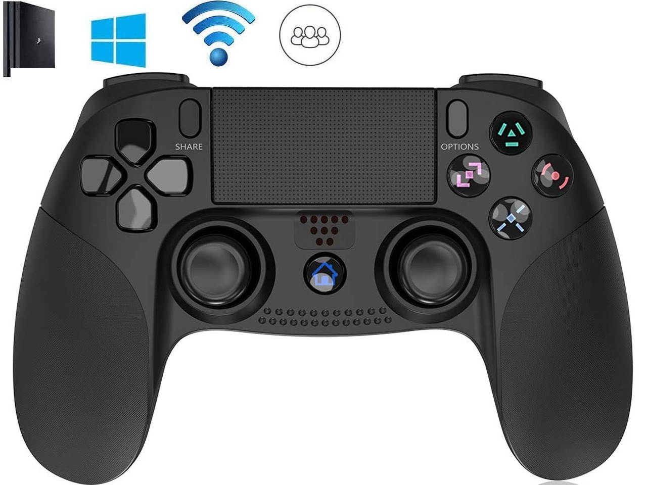 Game Controller for PS4 Wireless Gamepad for PS3/PS4/PS4 Pro/PC and Laptop with Vibration and Audio Function, Mini LED Indicator, High-Sensitive Controller with Ant (Black)