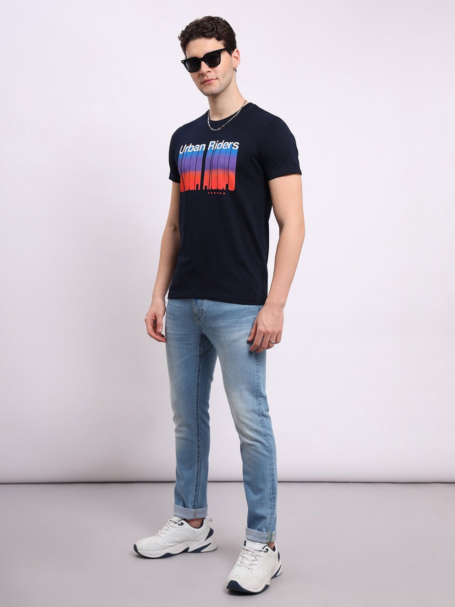 Lee Navy Slim Fit Graphic Print Cotton Crew T-Shirt