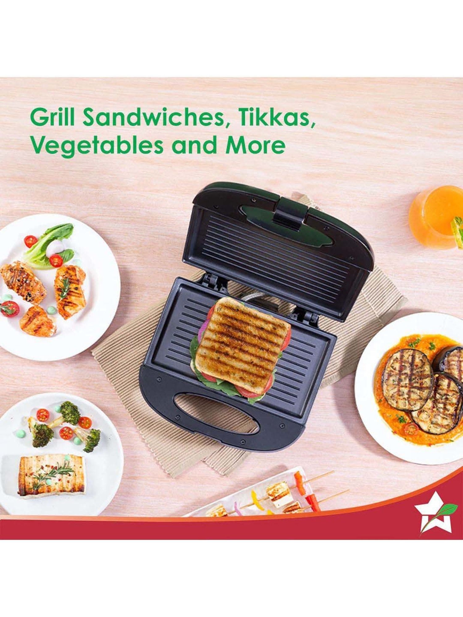 Borosil Sandwich Maker 2000W with Non stick coating (Black)