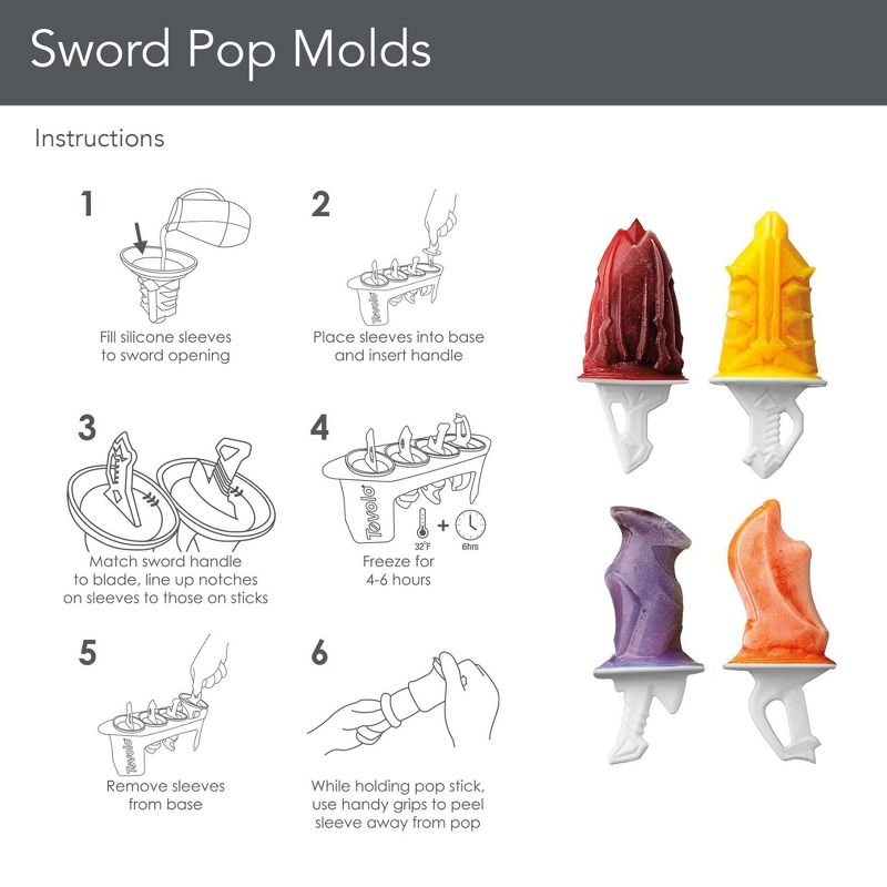 Tovolo Sword Pop Molds (Set of 4) Candy Apple Red