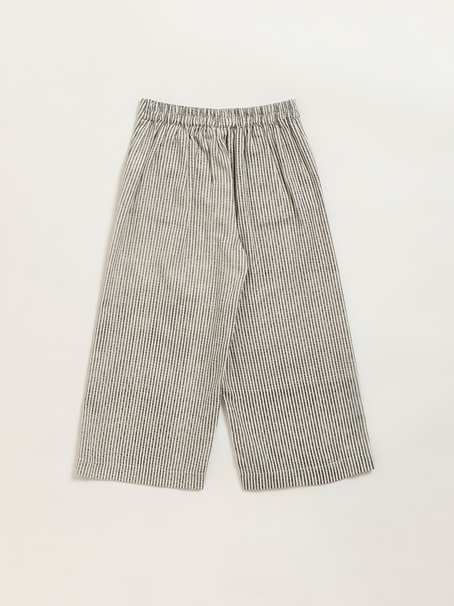 Utsa Kids by Westside Black Striped Cotton Blend Palazzos