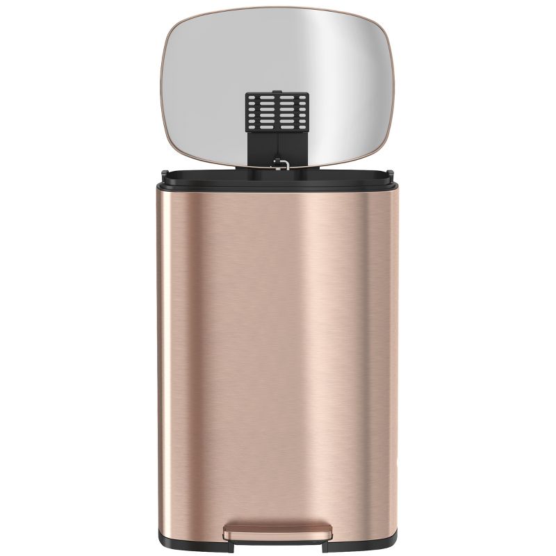iTouchless SoftStep Step Pedal Kitchen Trash Can with AbsorbX Odor Filter and Removable Inner Bucket 13.2 Gallon Rose Gold Stainless Steel
