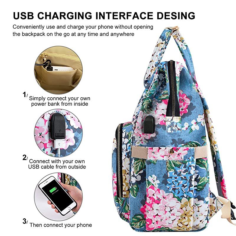 Backpack156 Inch Stylish College School Backpack with USB Charging PortWater Resistant Casual Daypack Backpack for WomenGirlsBusinessTravel Flower2