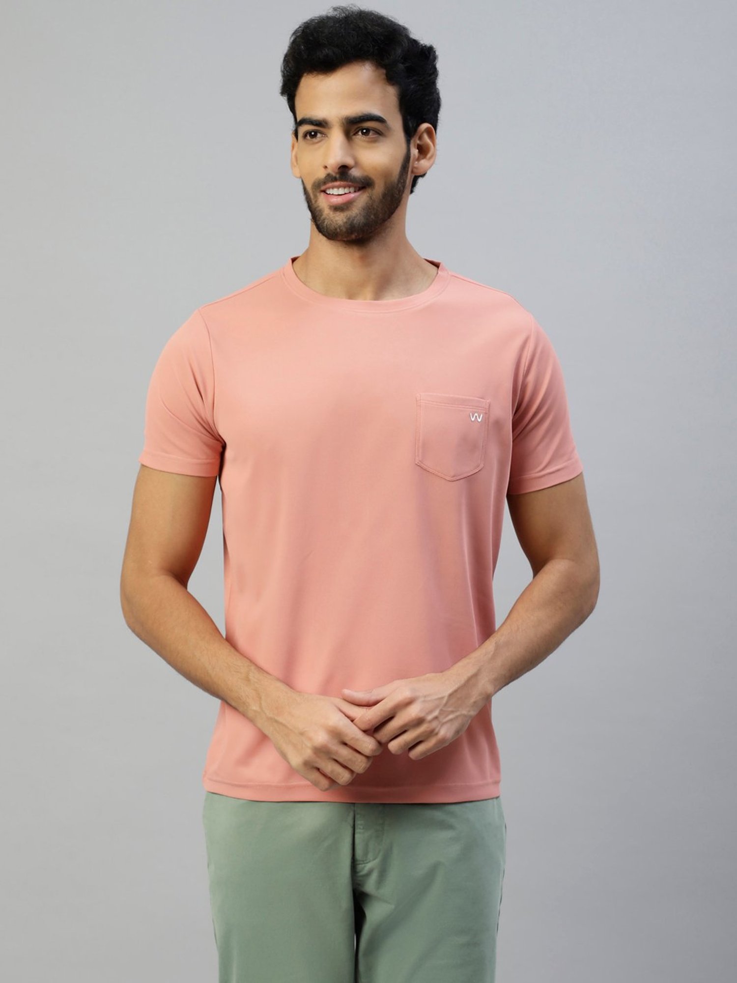 Slowave Peach Slim Fit Crew T-Shirt