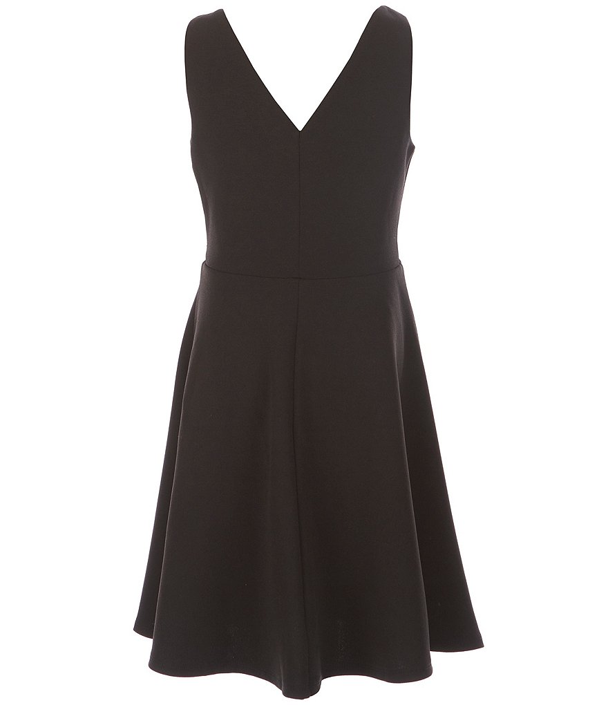 Honey and Rosie Big Girls 7-16 Sleeveless Ruffled Neck Scuba Skater Dress