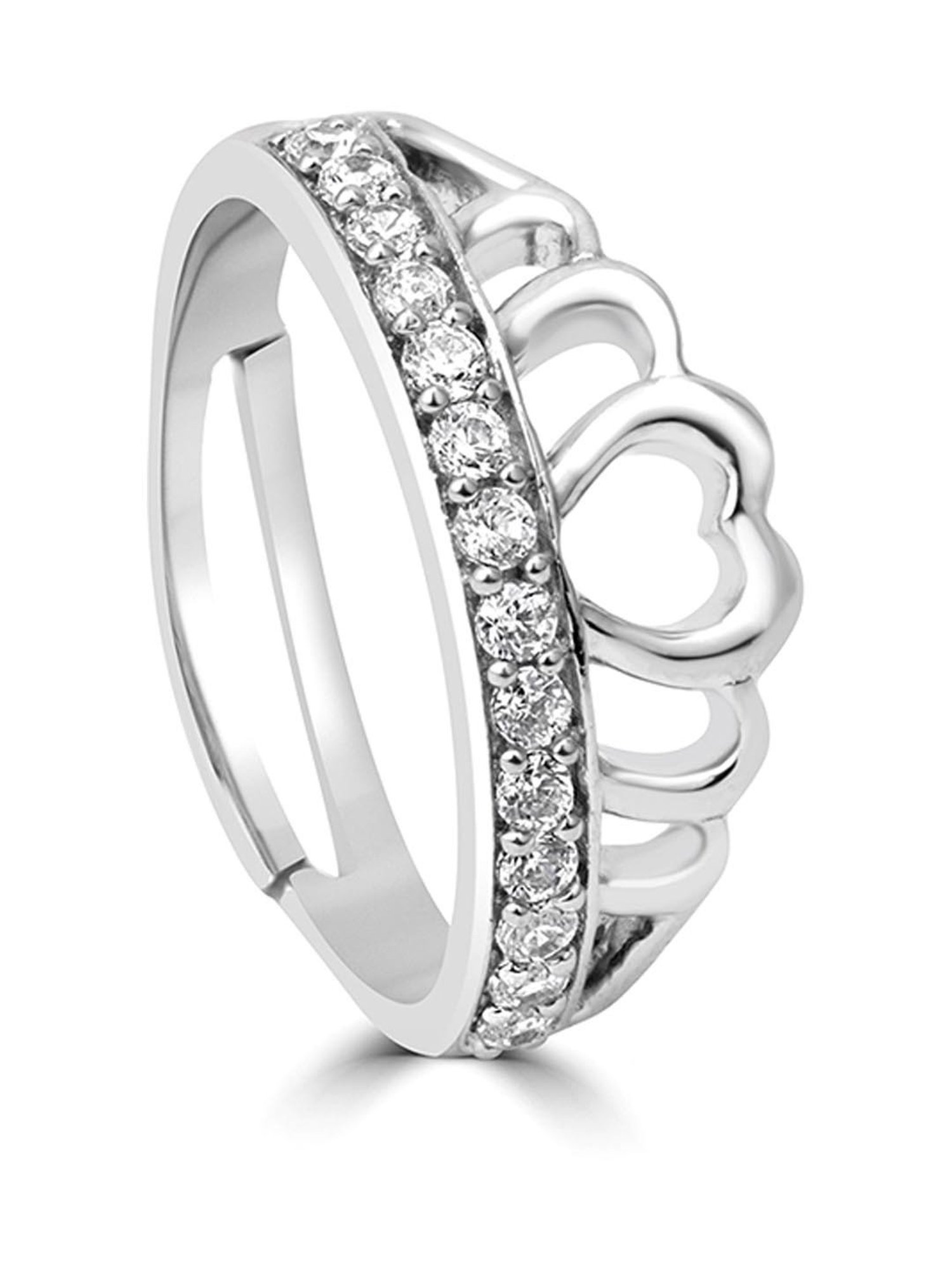 March by FableStreet 92.5 Sterling Silver Hearts Crown Casual Ring for Women