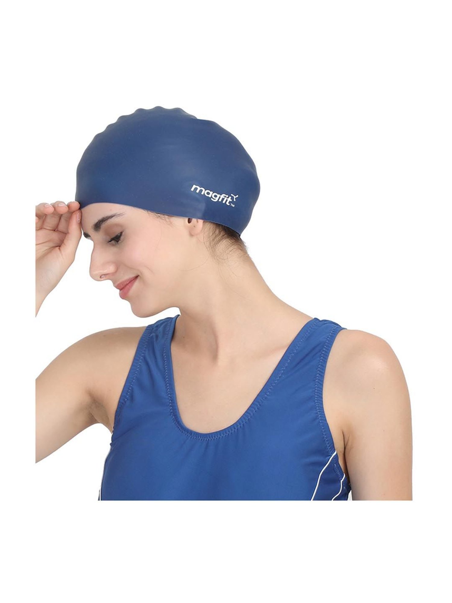 MagFit Blue Long Hair Swimming Cap