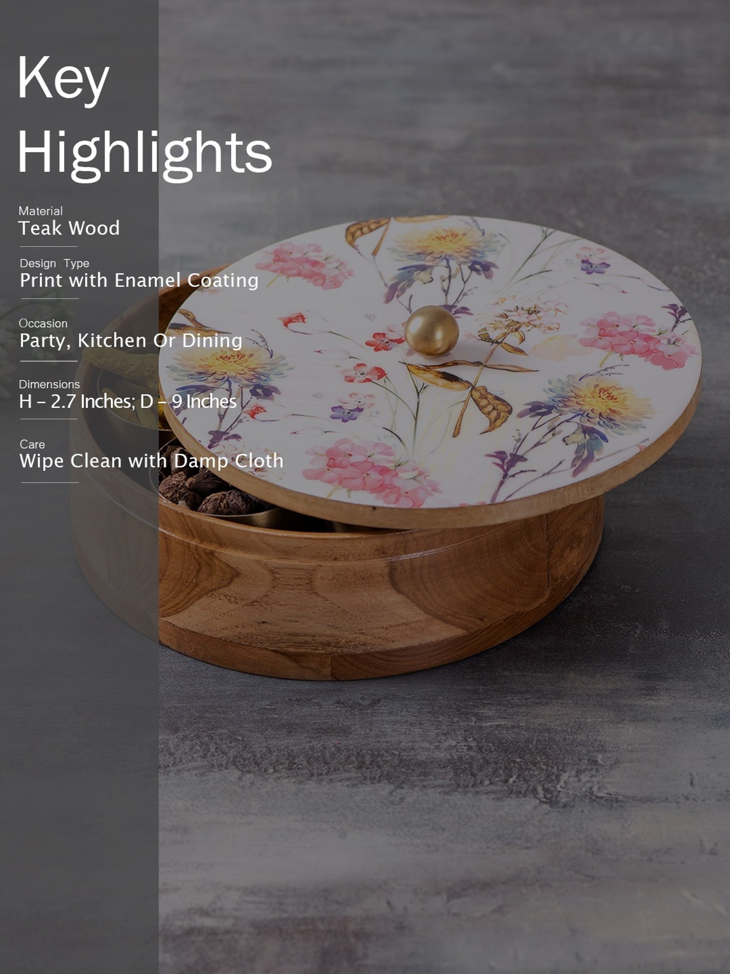 Nestroots Printed Pink Wood Serving Set of 2