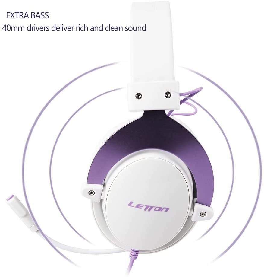 SUPSOO Stereo Gaming Headphones for PS4, PC, Xbox One Controller, Noise Cancelling Over Ear Headphones with Mic, Bass Surround, Soft Memory Earmuffs for Laptop Mac Nintendo Switch Games (L19-purple)