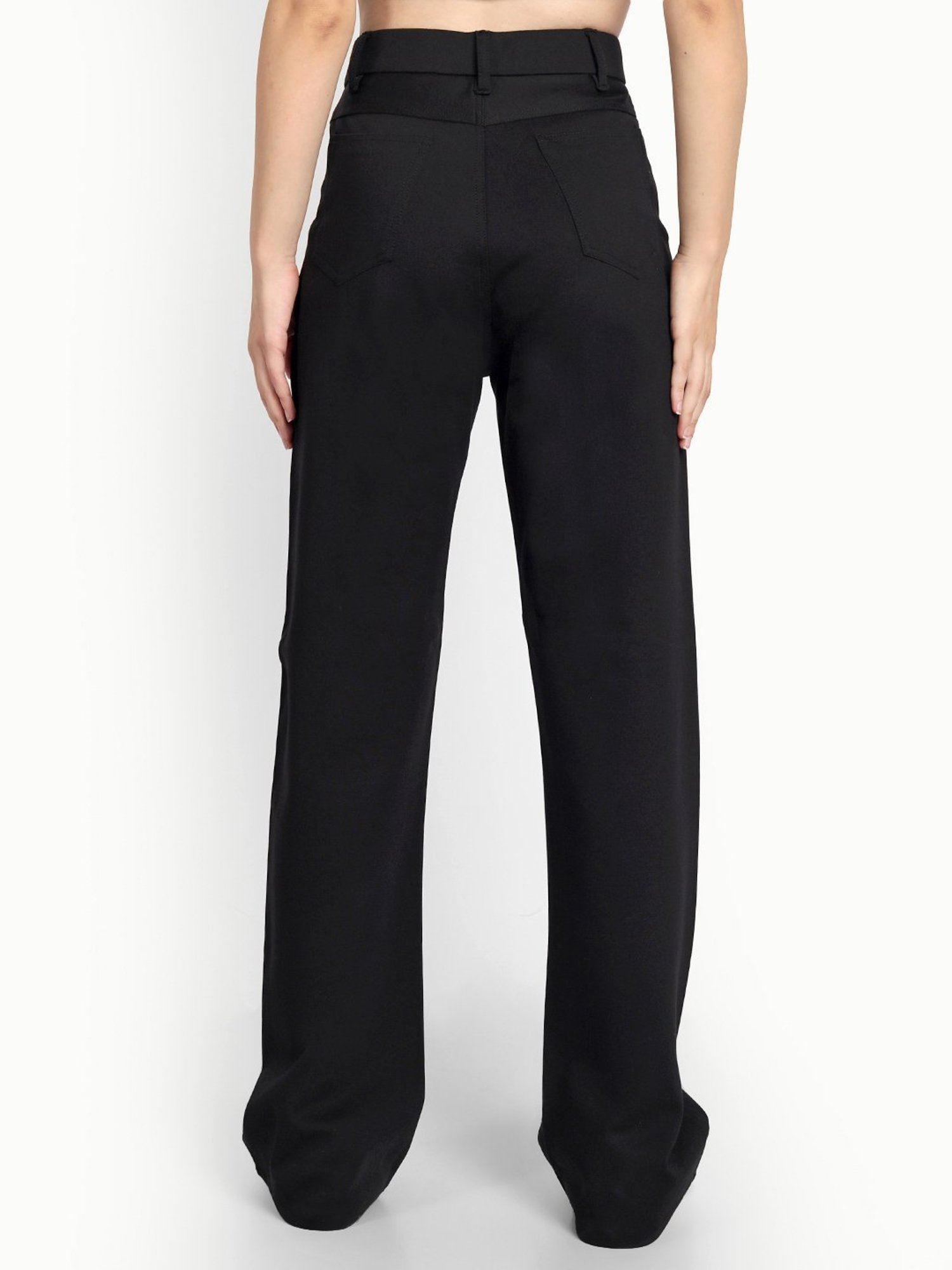 Broadstar Black Relaxed Fit High Rise Stretchable Trousers