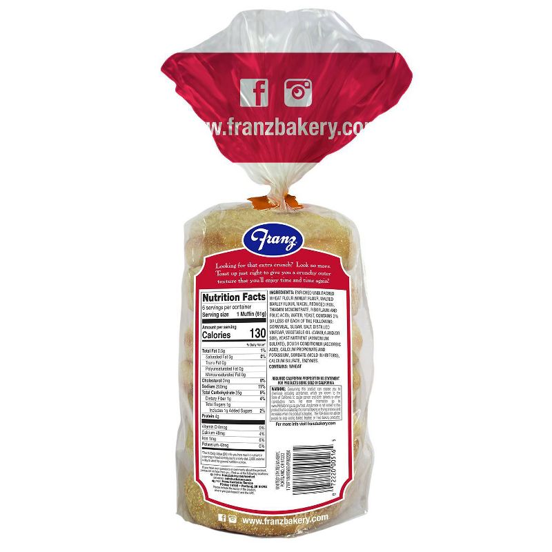 Franz Extra Crisp English Muffins - 13oz/6ct