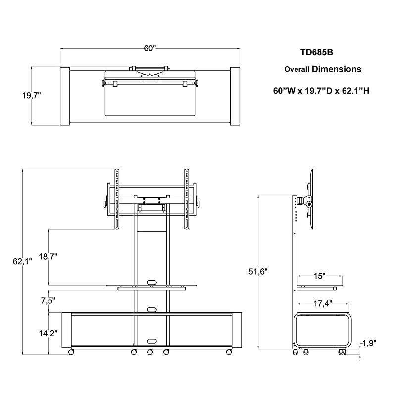 TV Stand for 35-85" TV, Black