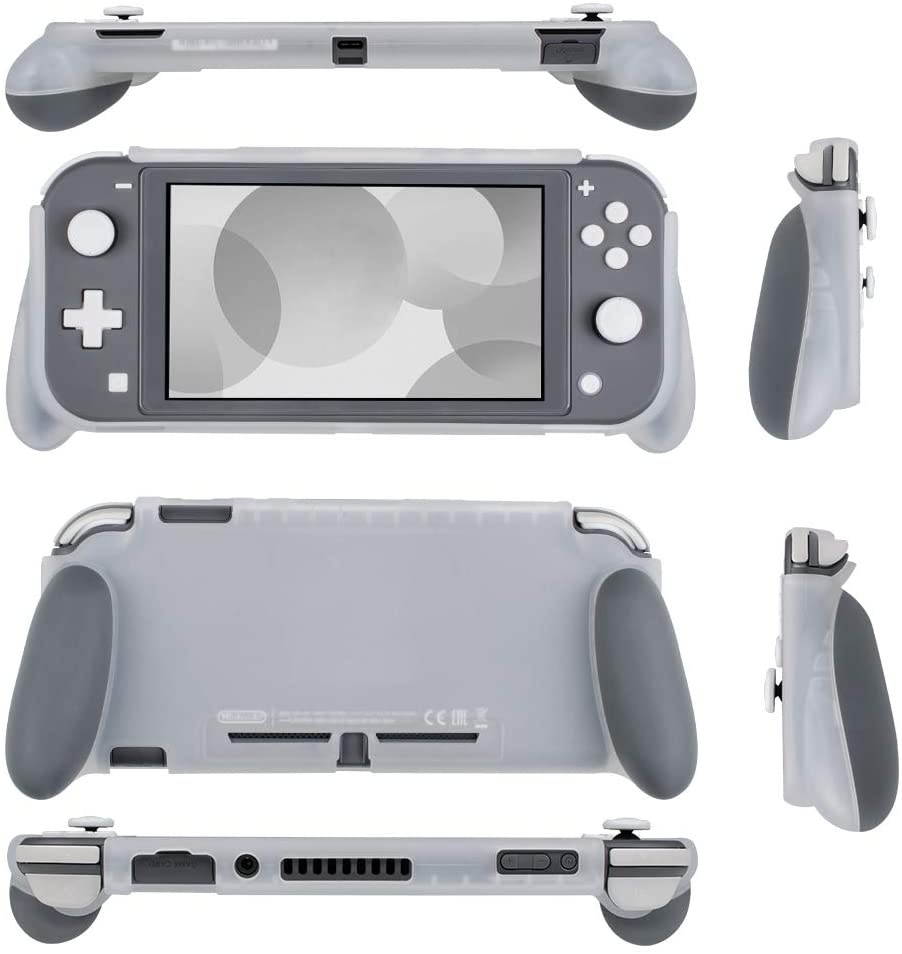 NA Protective Case for Nintendo Switch Lite, Grip Case Cover for Nintendo Switch Lite, Grip Cover in Silicone with Anti-Scratch and Shock-Absorption Soft TPU (Grip Case and Carrycase, Gray)