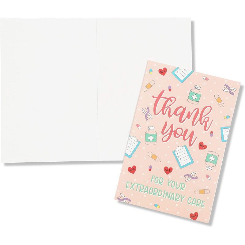24-Pack Nurse & Doctor Appreciation Thank You Cards, 6 Assorted Designs, Blank Inside, 4x6