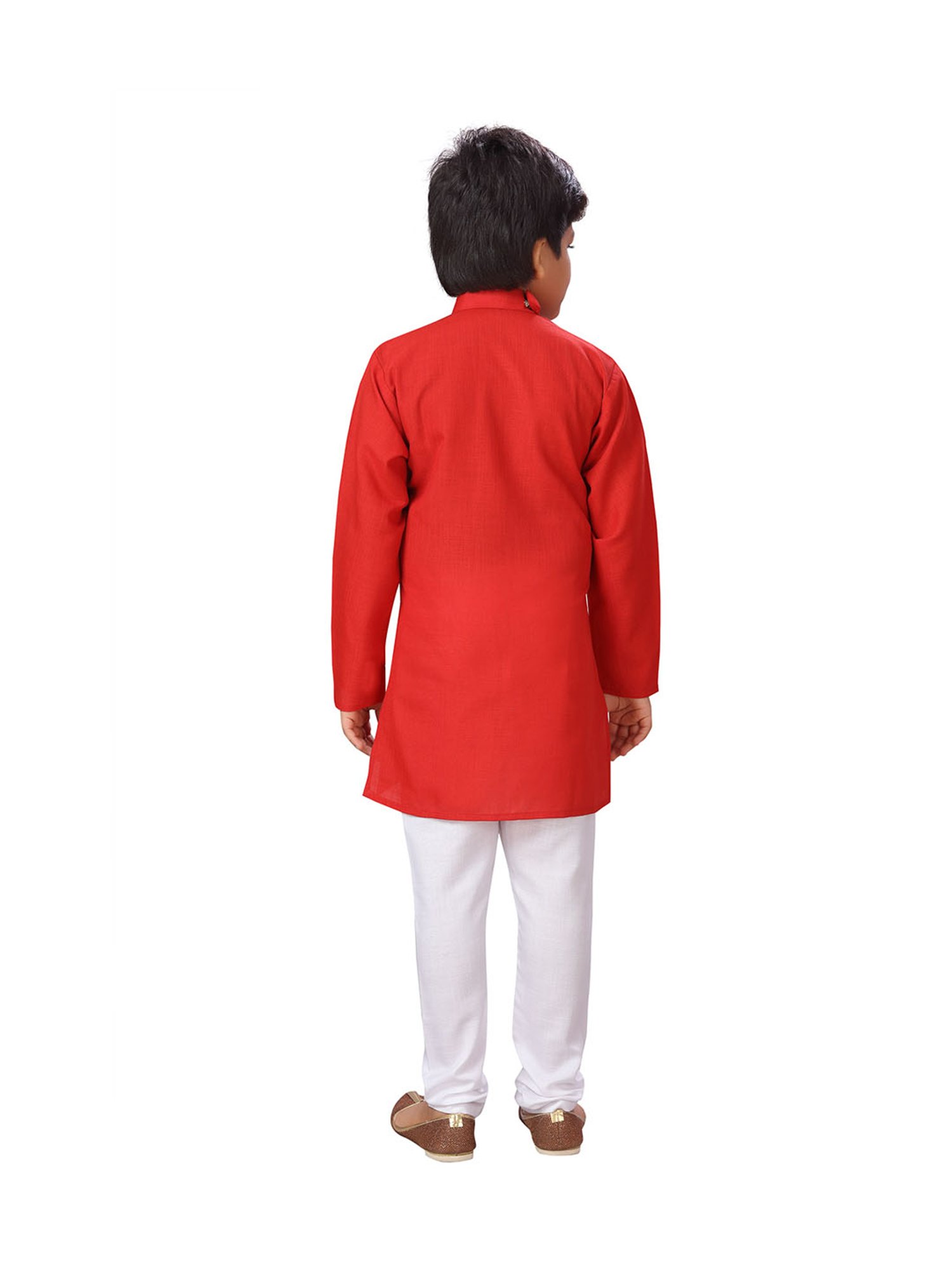 Ahhaaaa Kids Red & White Solid Kurta with Pyjamas