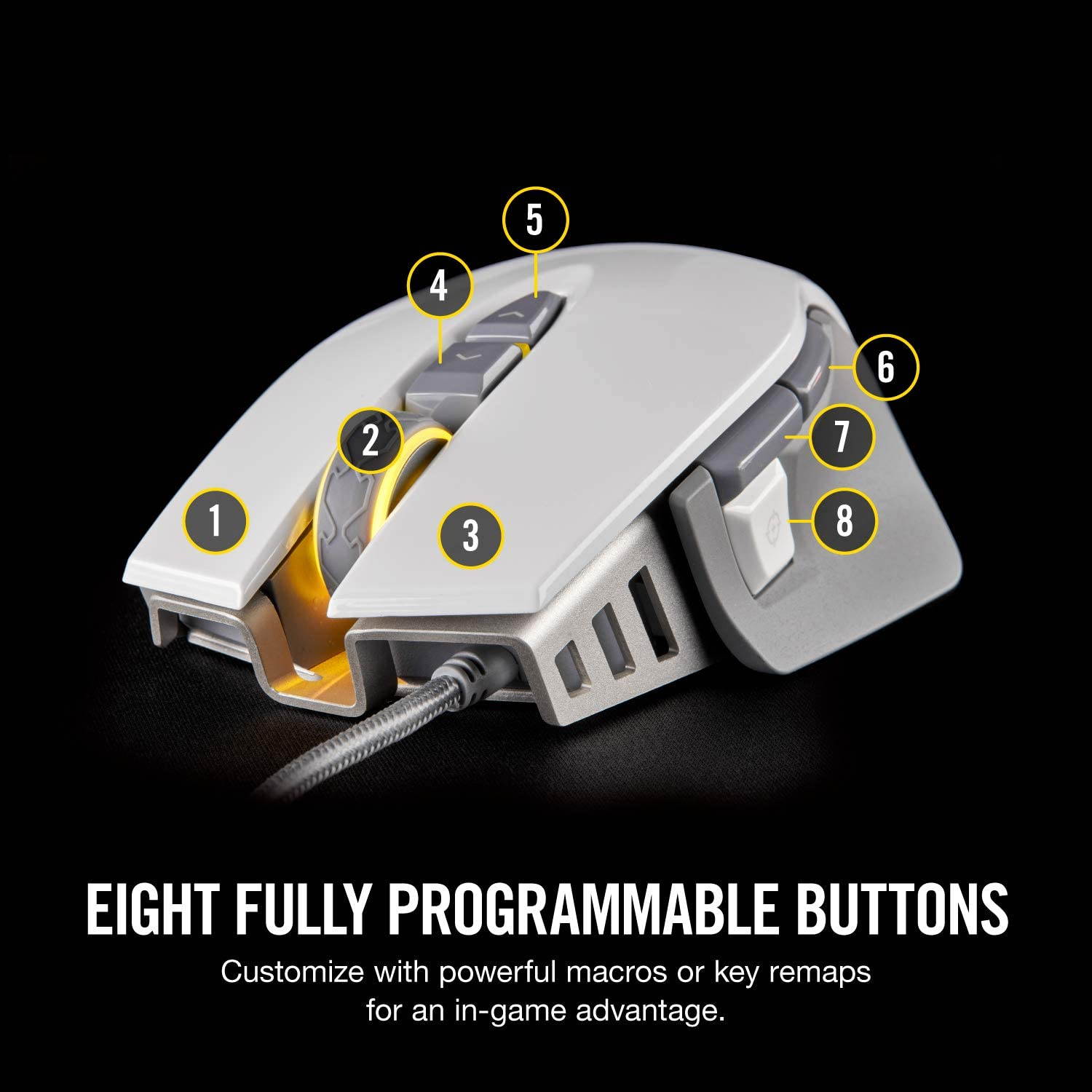 M65 RGB ELITE - FPS Gaming Mouse - 18,000 DPI Optical Sensor - Adjustable DPI Sniper Button - Tunable Weights -  White