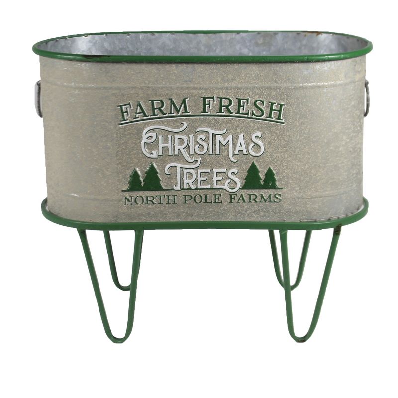 Christmas 12.75" Green Oval Farm Fresh Tree Bucket Planter Decorate Decor  -  Planters