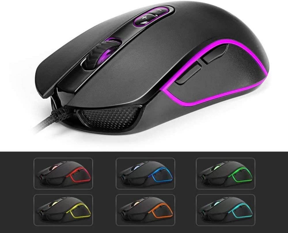 Fantech Basic Wired Gaming Mouse X9 RGB 7 Macro Buttons Programmable True 4800 DPI Claw Grip Comfort Beginner Gaming Mouse for Window PC Black