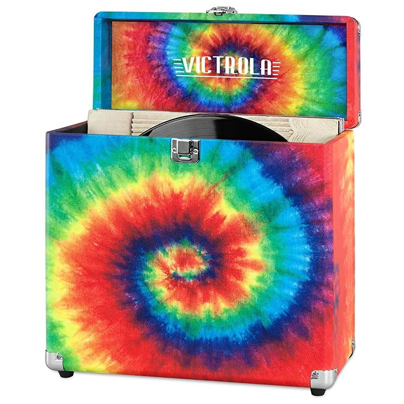 Vintage Vinyl Record Storage and Carrying Case Fits All Standard Records 33 13 45 and 78 RPM Holds 30 Albums Perfect for Your Treasured Record Collection Tie Dye