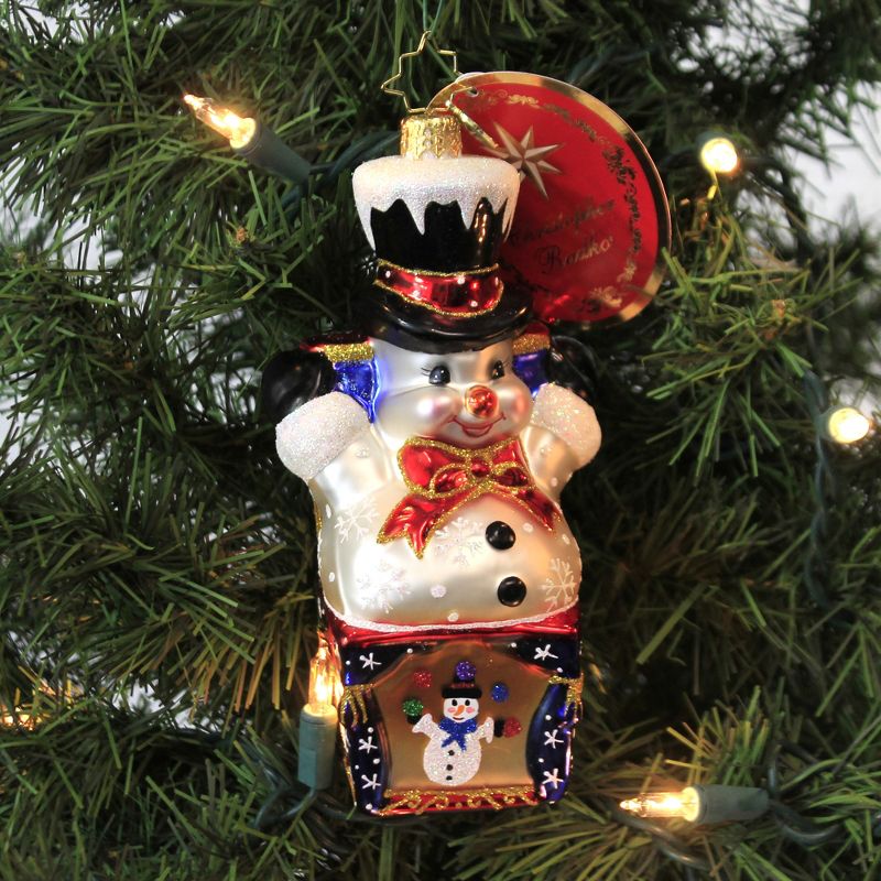 Christopher Radko 5.75" Snowman Surprise Ornament Jack In Box Christmas  -  Tree Ornaments