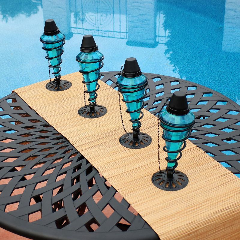 5.5" Petite Lantern Metal Table Torch Black - TIKI