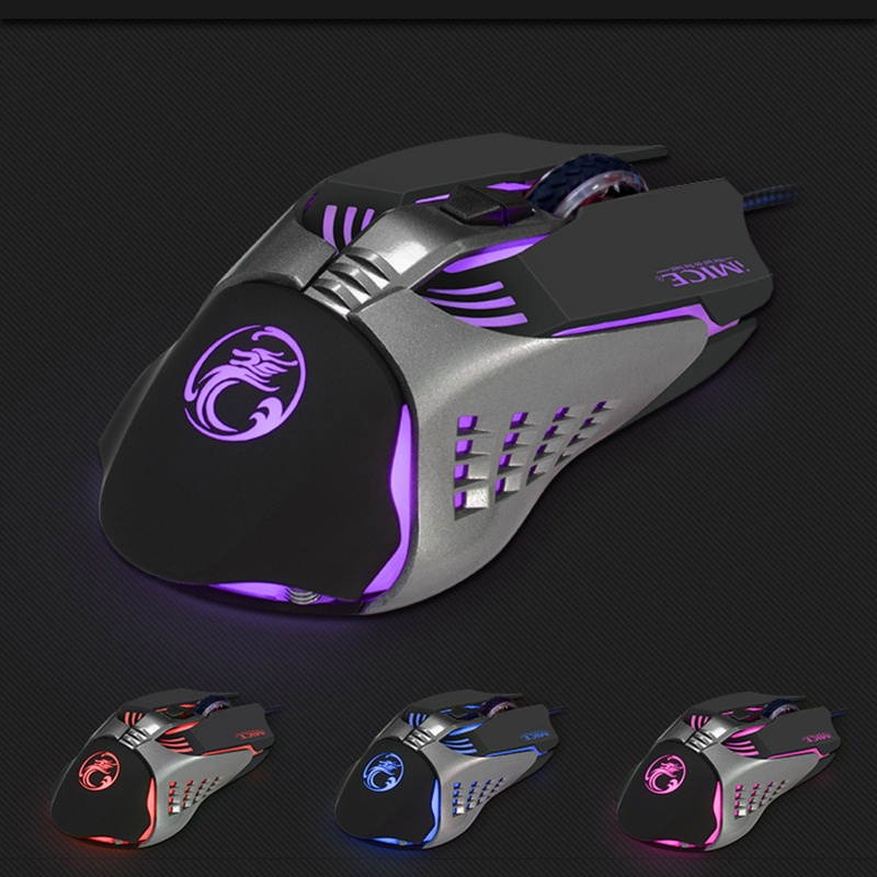 IMICE V5 USB Wired Mouse Professional Gaming Chip High Precision Optical Engine ABS LED Optical Mouse with Programming Keys for Office