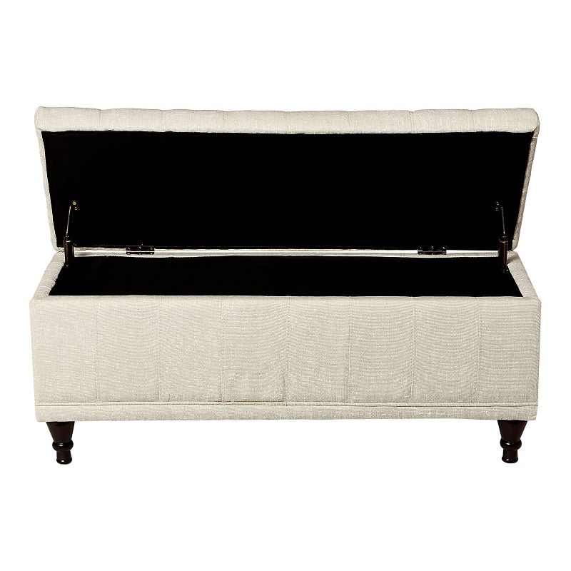 Homelegance Lift Top Rectangular Storage Bench End of Bed Seat Chest Ottoman Trunk Foot Rest, White
