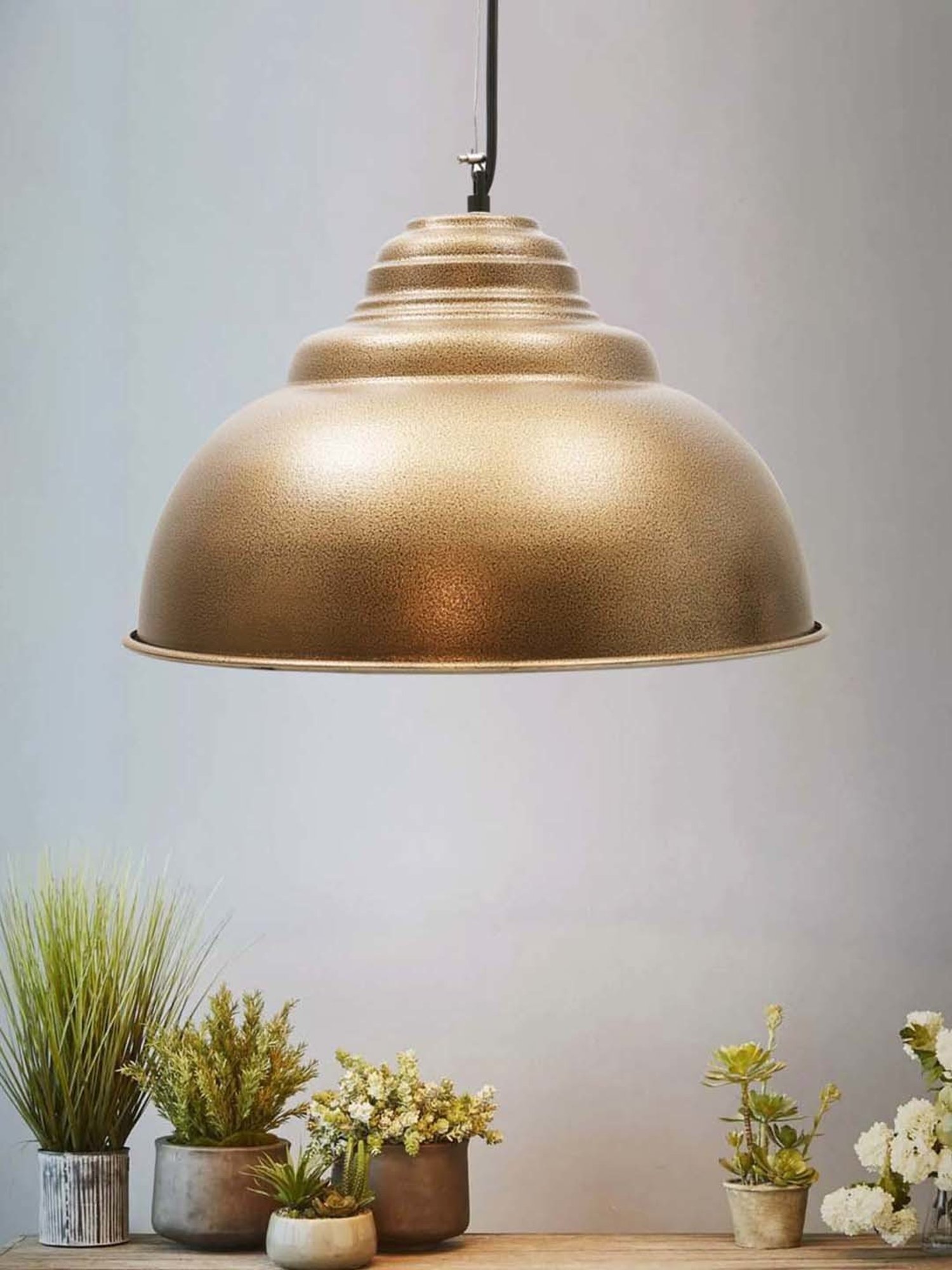 Homesake Golden Metal Nautical Barn Dome Chandelier Inverted Pendant Light