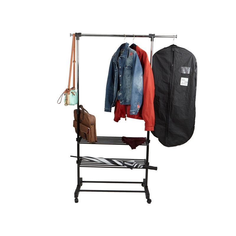 Mind Reader Garment Rack, 2-Shelf Clothing Rack, Stainless Steel