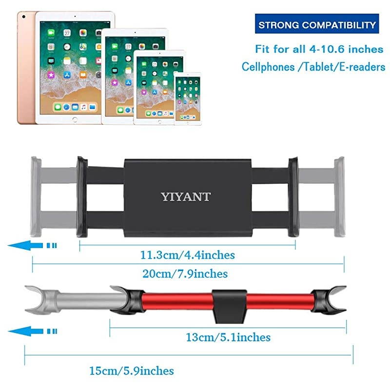 Headrest Mount Stretchable Backseat Seat MountTablet Headrest Holder Universal 360&deg; Rotating Adjustable for All 4106 cellphones Tablet iPad iPad Air iPad MiniSamsung Galaxy Red