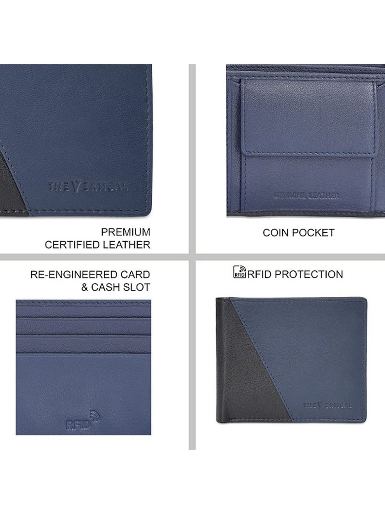 The Vertical Denwer Black Leather Color Block Bi-Fold Wallet