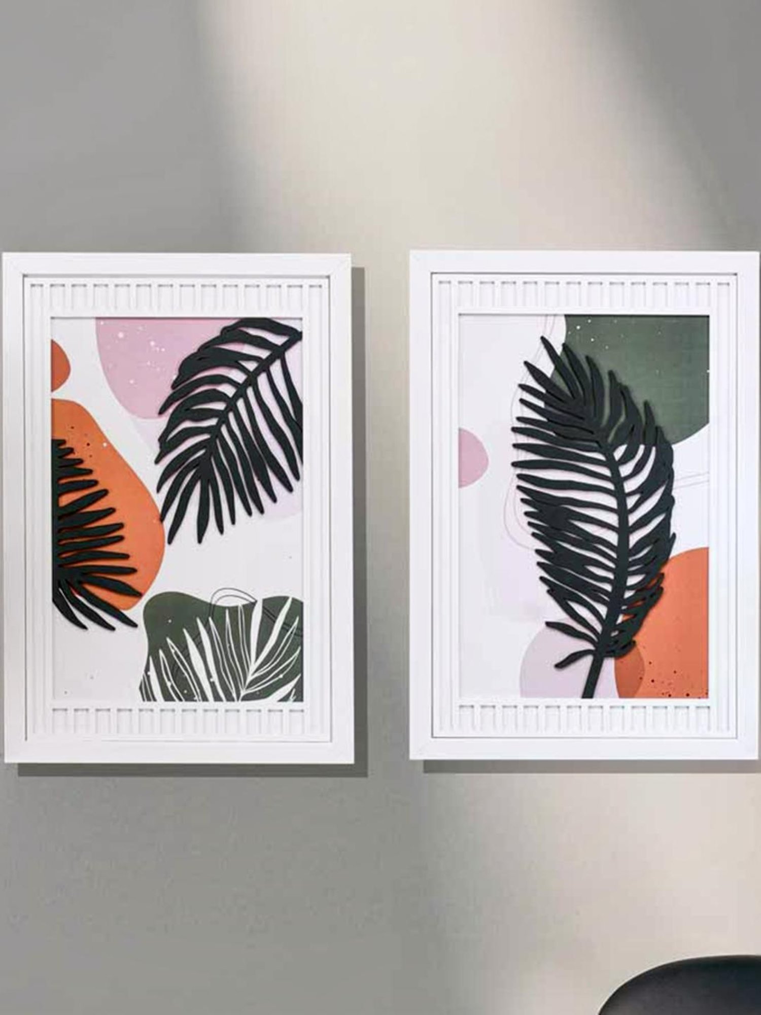 @Home Multicolor Mdf Foliage 3D Wall Paintings - Set of 2