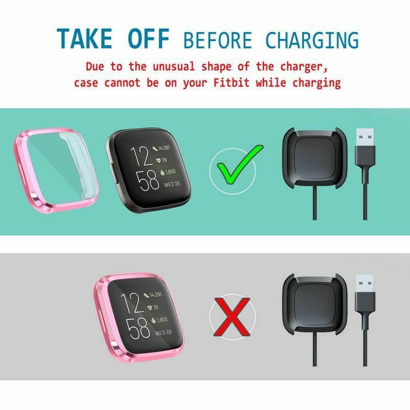 For  Versa 2 Screen Protector with Soft TPU Rubber Case Bumper Clear/Pink