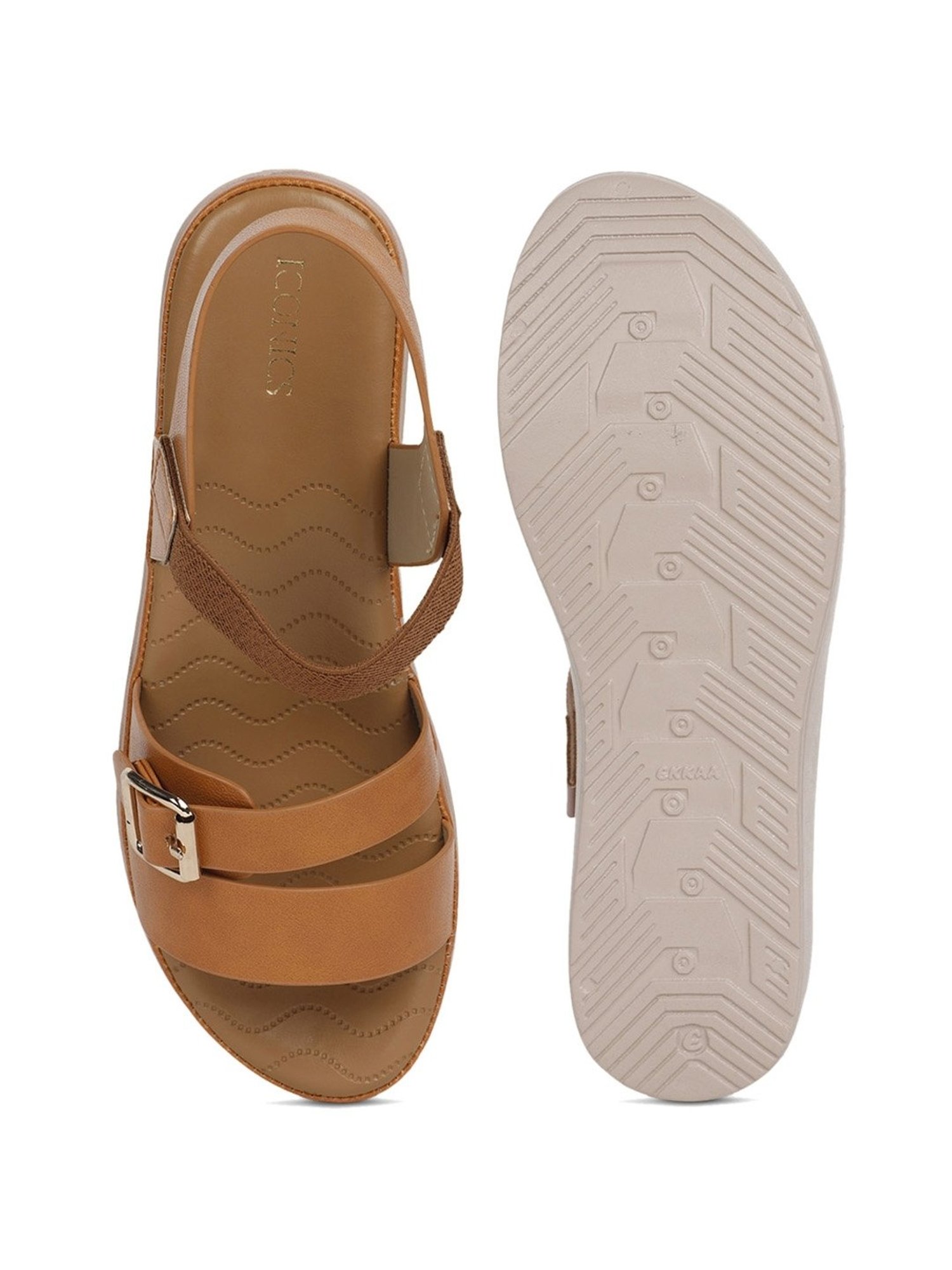 Iconics Women's Tan Ankle Strap Wedges