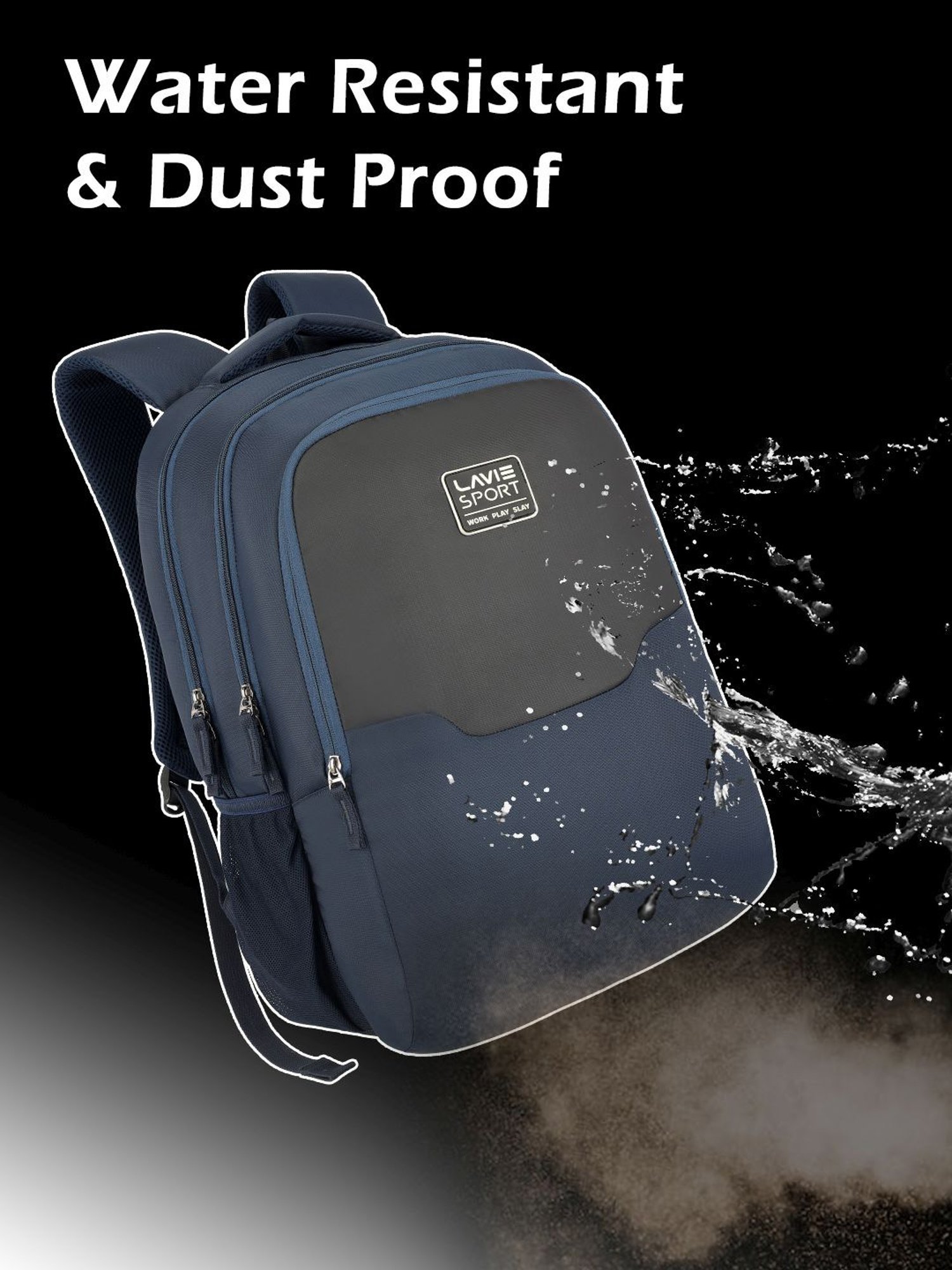 Lavie Sport Urban Navy Polyester Solid Laptop Backpack - 31 Ltrs