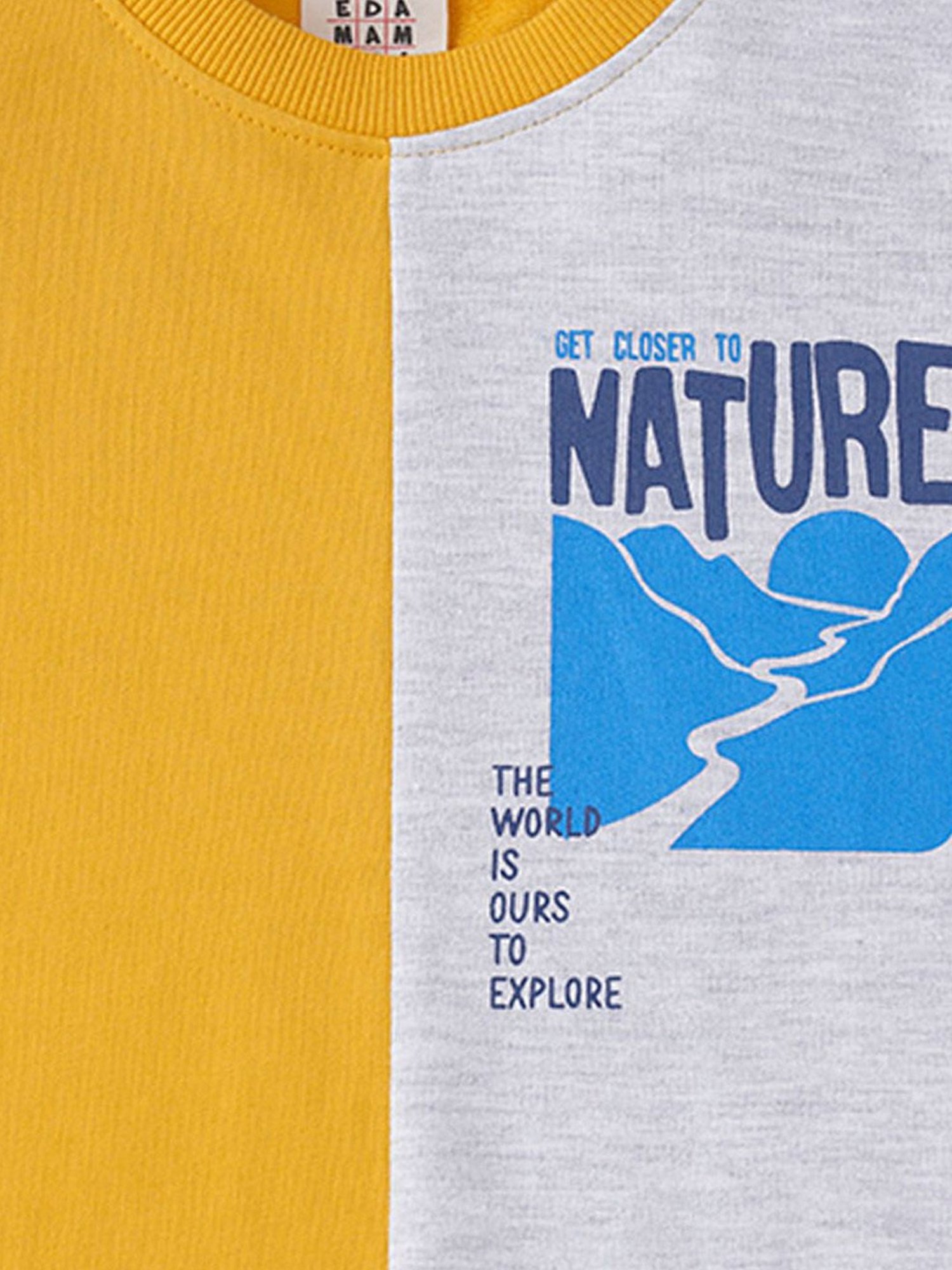 Ed-a-Mamma Kids Yellow & White Cotton Color Block Full Sleeves Sweatshirt