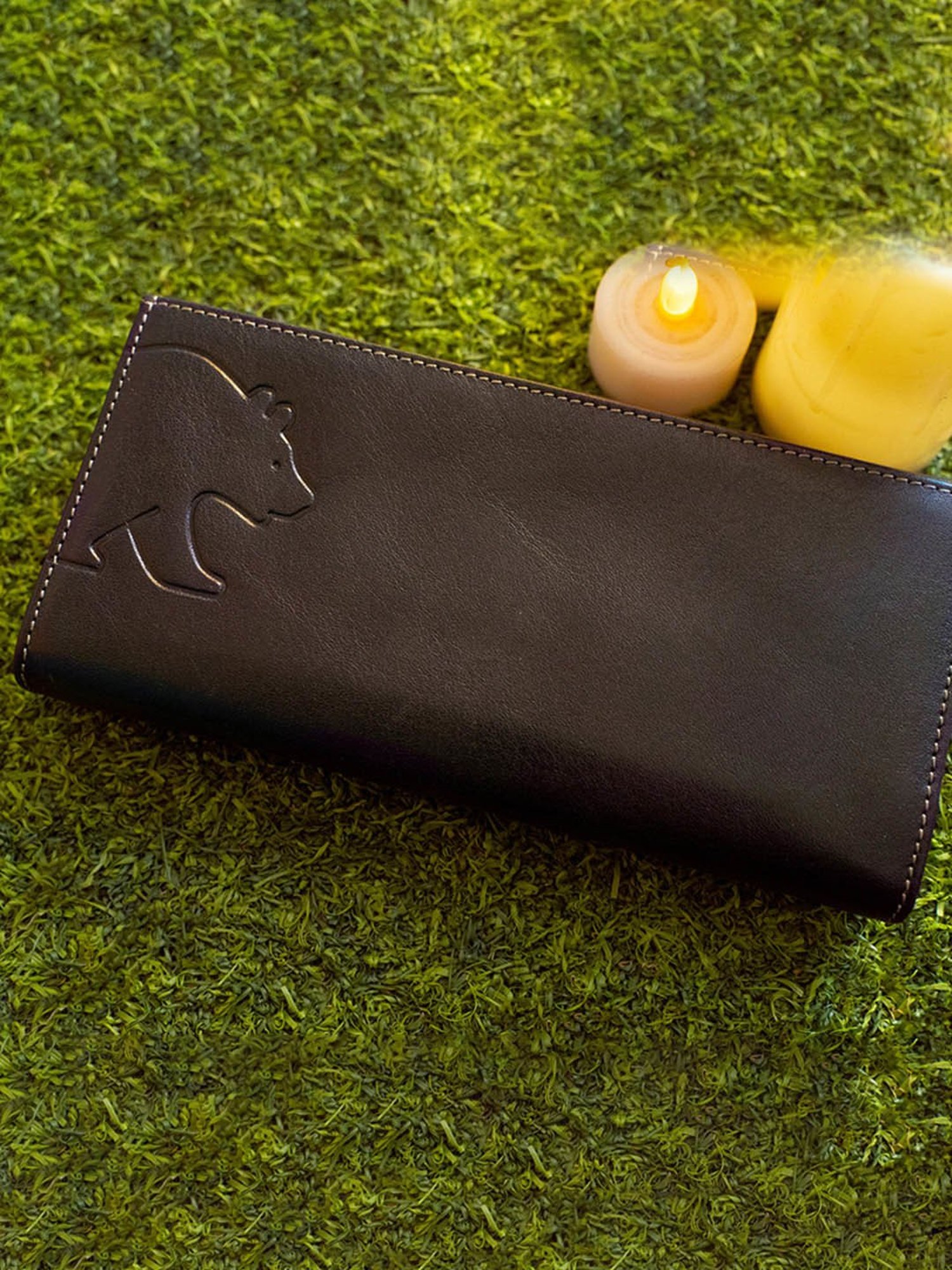 BROWN BEAR Black Leather Wallet for Women