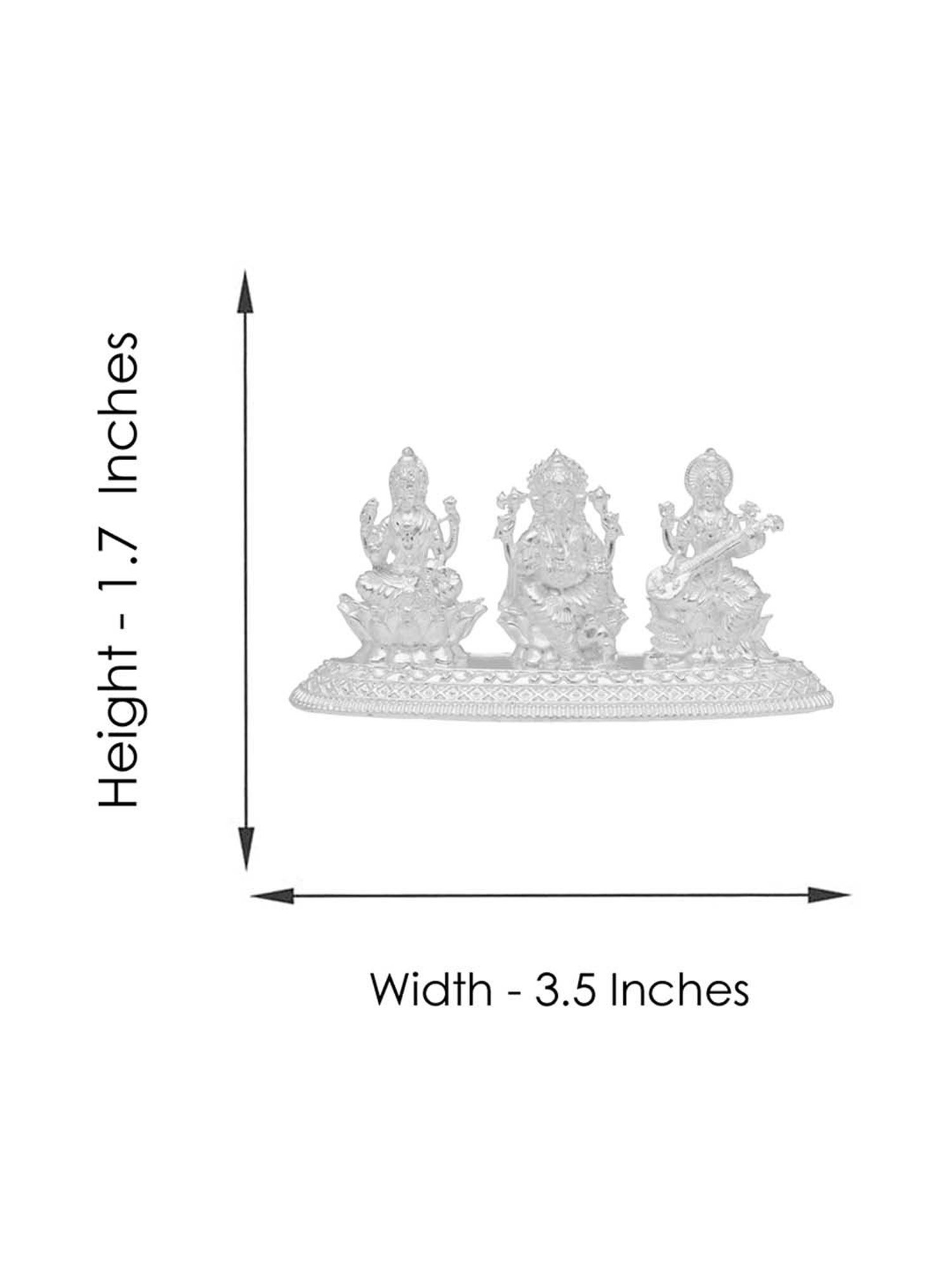 Sri Jagdamba Pearls 0.8 Silver Ganesh Saraswati Lakshmi Idol