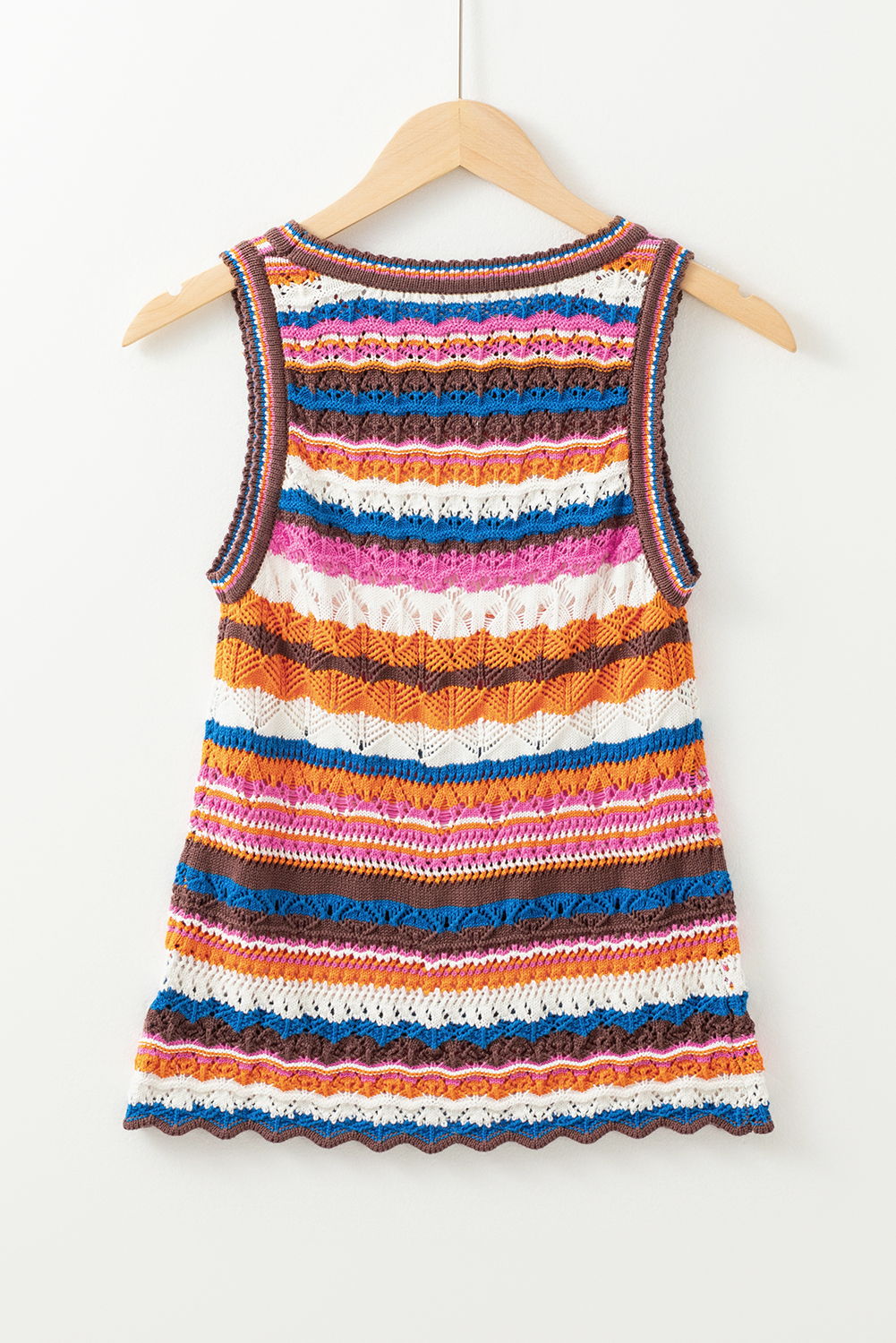 Light Blue Checkered Color Block Crew Neck Short Sleeve Sweater