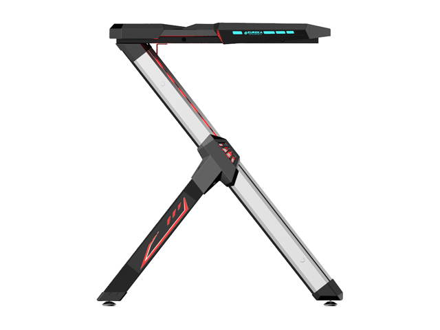 Eureka Ergonomic R1-S Gaming Desk with RGB Lighting, Carbon Fiber Texture, Cup Holder, and Headphone Hook