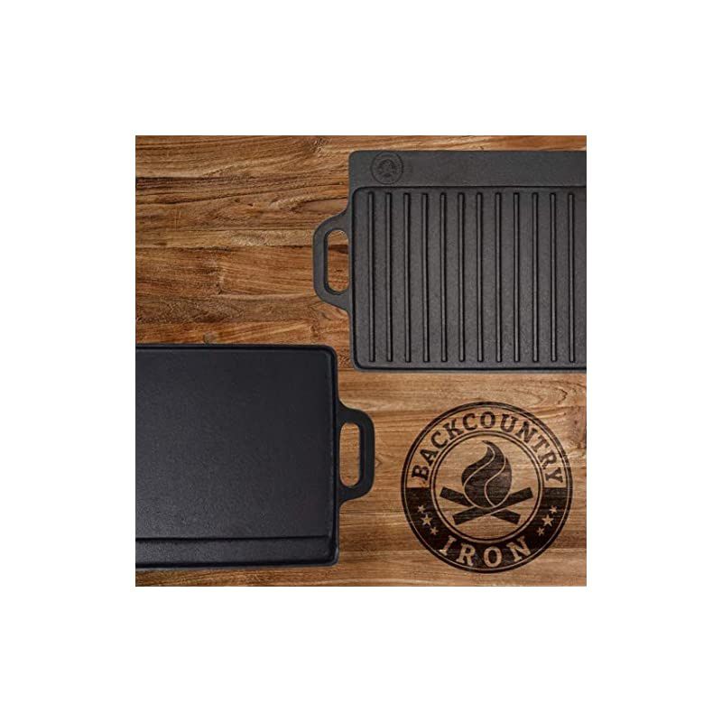 Cast Iron Skillet 20x9" (Large Reversible Grill/Griddle, Pre-Seasoned for Non-Stick Like Surface, Cookware Oven/Broiler/Grill Safe, Kitchen Deep Fryer, Restaurant Chef Quality)