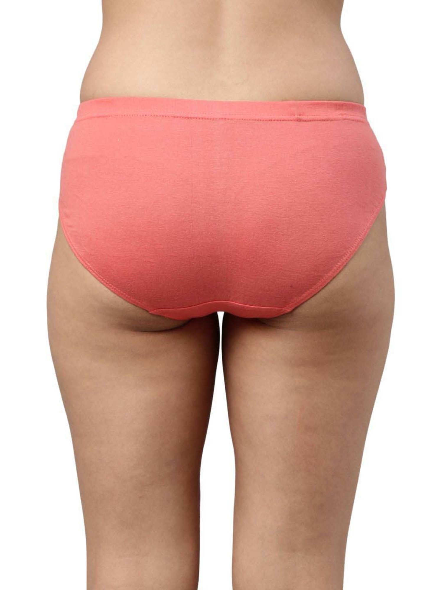 FEELINGS Red & Peach Cotton Plain Hipster Panties - Pack of 6