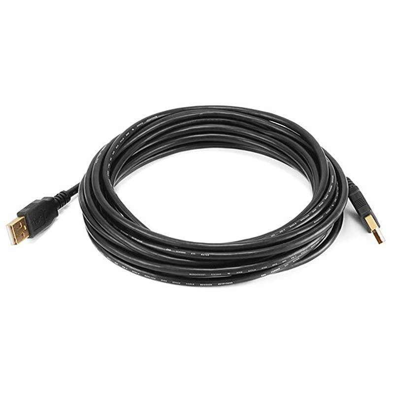 105445 15ft USB 2.0 A Male to A Male 28/24AWG Cable (Gold Plated) -Black for Data Transfer Hard Drive Enclosures, Printers, Modems, Cameras and More!