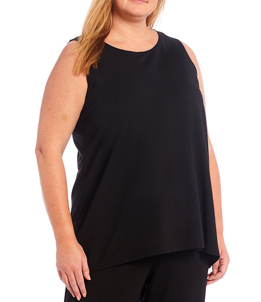 Bryn Walker Plus Size Pira Ponti Sleeveless Jewel Neck Oversized Tank