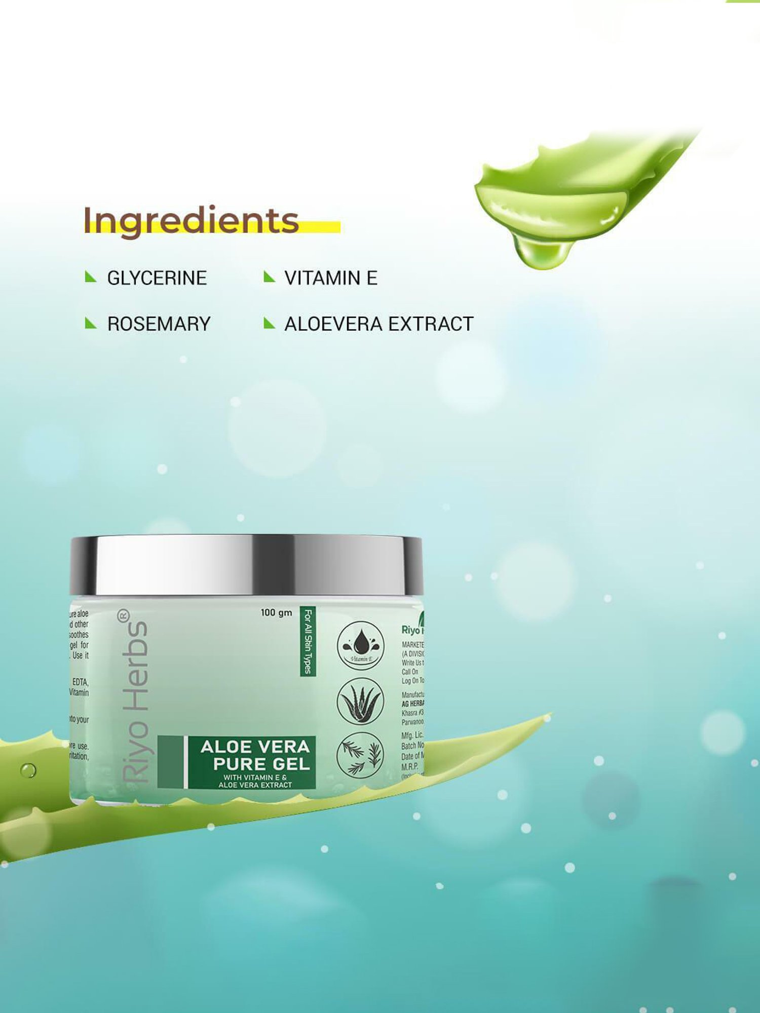 Riyo Herbs Aloe Vera Pure Gel - 100 gm