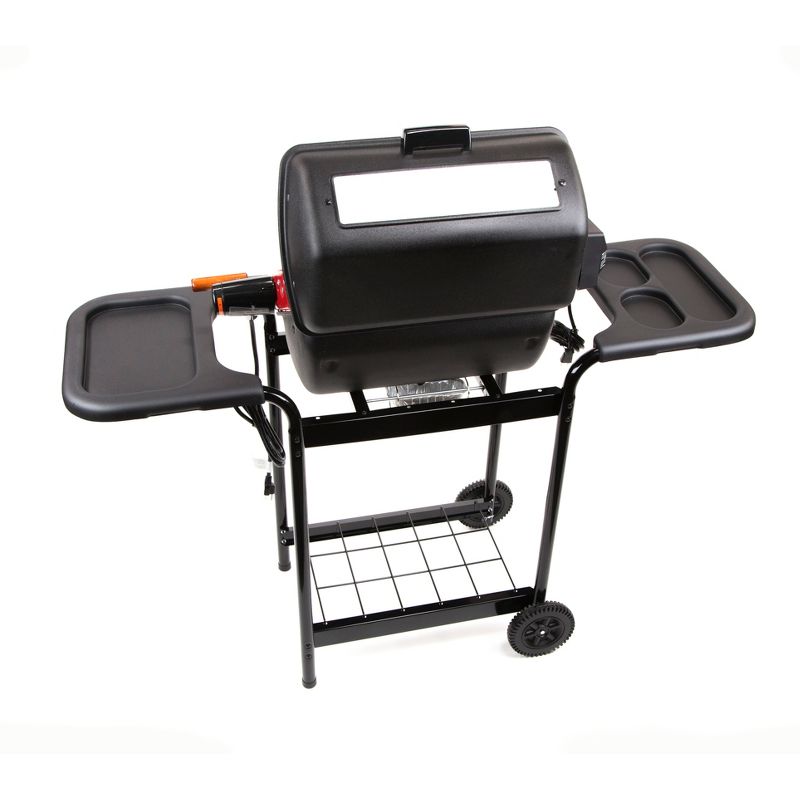 Americana Electric Cart Grill with Polymer Side Tables, Shelf and Rotisserie Model 9350W5.181 - Meco